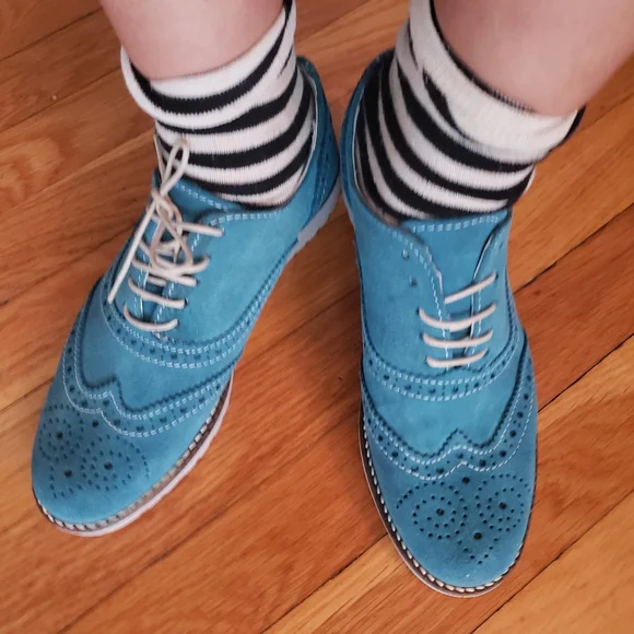 blue suede shoes new from florance italy size 7 - Picture 4 of 6